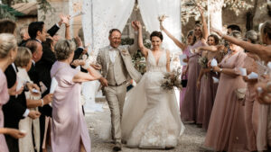 destination wedding in italy - Casina Valadier - rice throwing - destination wedding